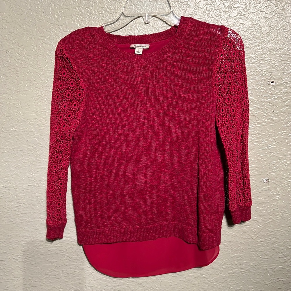 Lucky Brand Red Lace Sweater